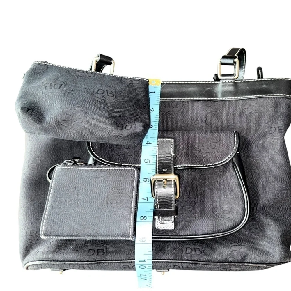 Dooney & Bourke East/West Shoulder Bag Signature Jacquard Canvas Black +Extras